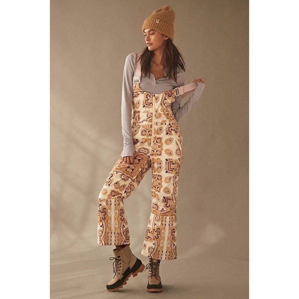 Free People x FP Movement Alpine Glow Printed Ski Bib Snow Pants $348